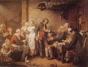 Jean-Baptiste Greuze L'Accordee du  Village oil on canvas